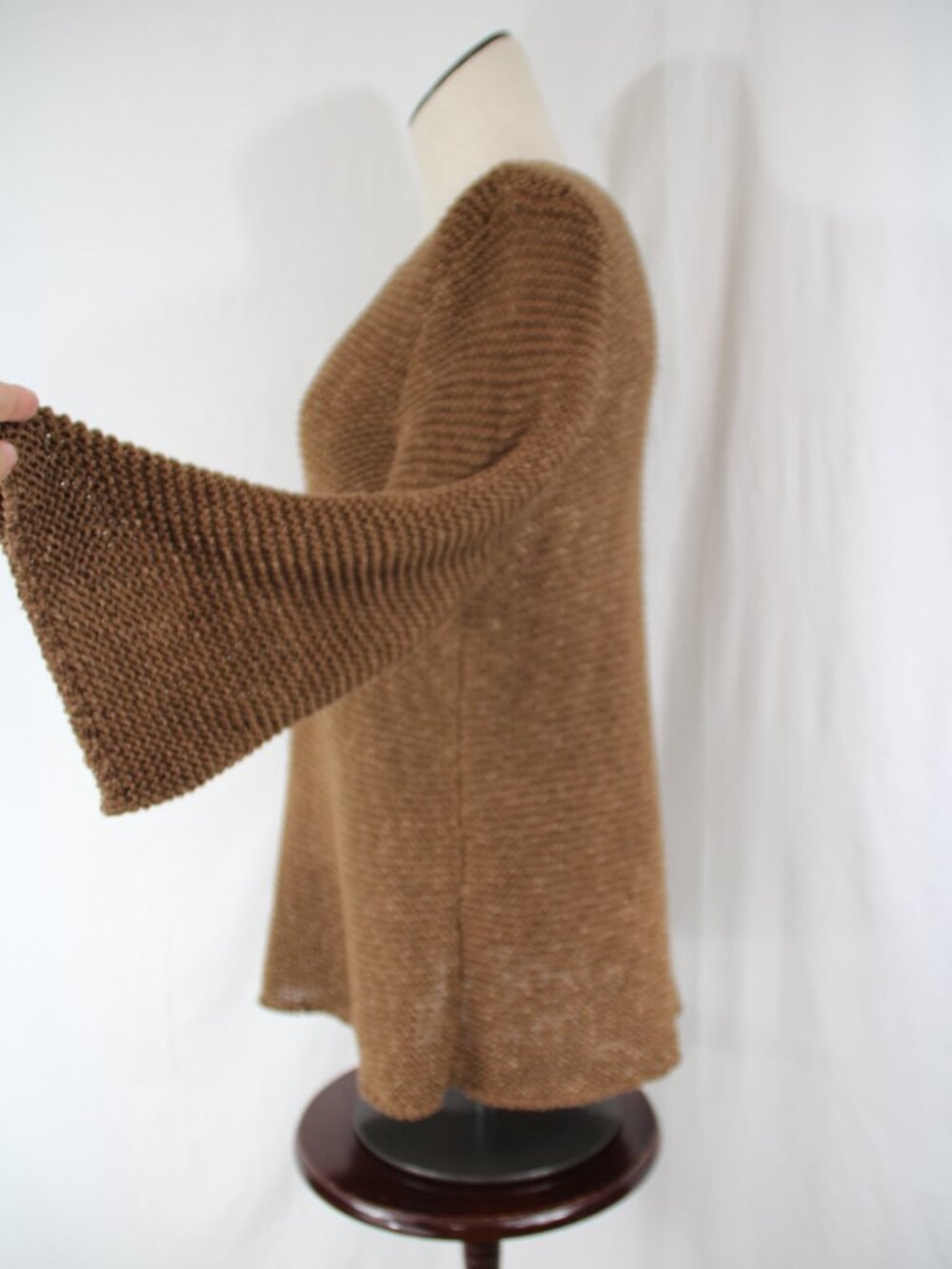 Chico's Round Neck 3/4 Sleeved Tan/Gold Sweater Top Beachy Size 2 L (12/14) - Picture 4 of 9